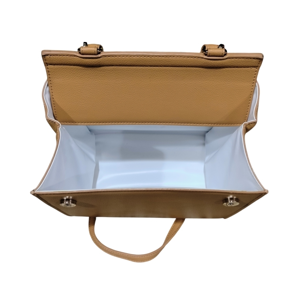 Modern Picnic Insulated Lunch Tote Work Bag |Camel Vegan Leather | Structured | - Picture 6 of 9